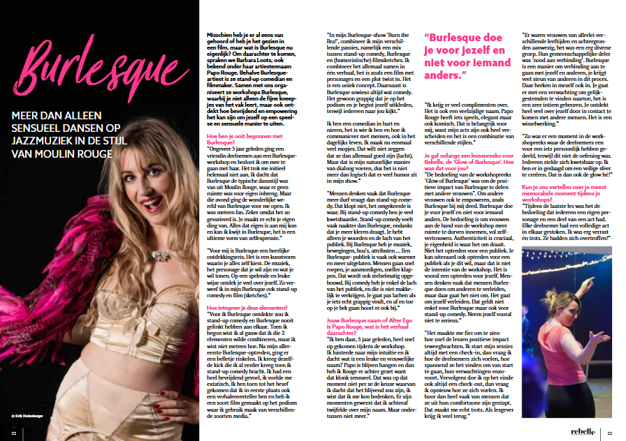 Rebelle Magazine-spread over Burlesque Comedy